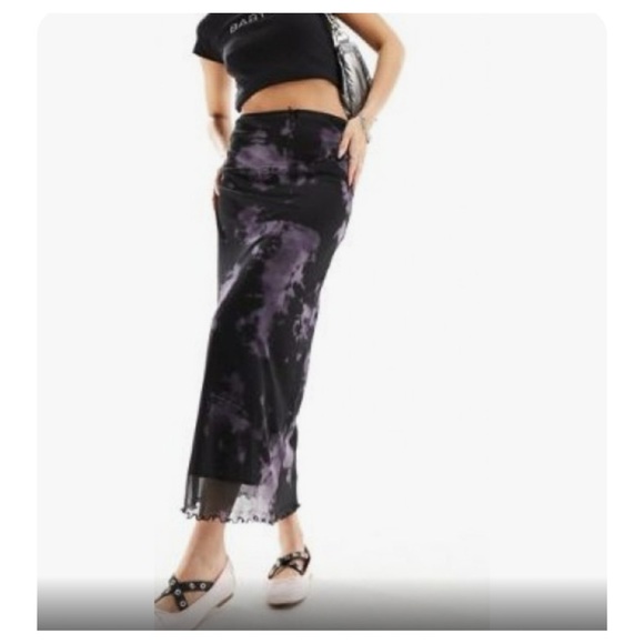 💵ASOS Design Mesh MIDI Pull On Skirt in Tie Dye Size 0 - Picture 3 of 13